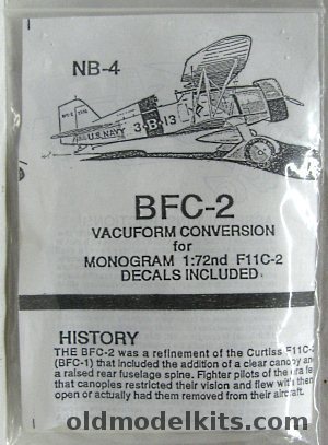 Esoteric 1/72 BFC-2 Conversion With Decals - For Monogram F11C-2 Bagged, NB-4 plastic model kit
